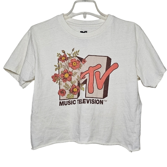 MTV Spring Floral Graphic Cropped Top Size Large - Picture 1 of 6